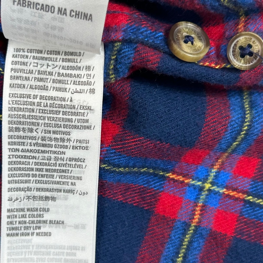 Abercrombie & Fitch Mens S Muscle Fit Flannel Plaid Shirt Navy Red 100% Cotton - Picture 3 of 8